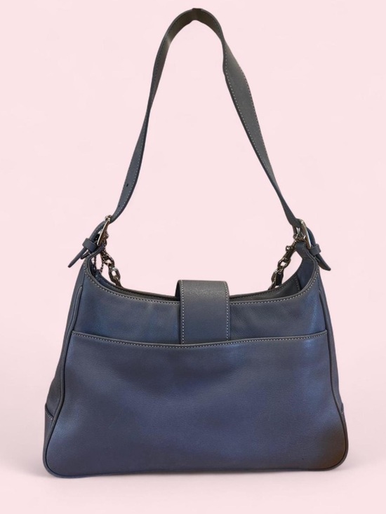 Coach Hampton Hobo Blue Leather
Shoulder Bag Vintage 7783+ Chain - Picture 4 of 9